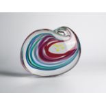 Glass object Livio Seguso, Murano, 80s Colorless glass, freely formed. With multi-coloured colour