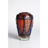 Murano vase, late 20th/early 21st century Colourless glass, ruby red, underlaid with area-filling