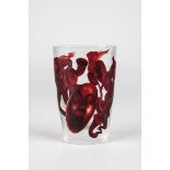 Small Beaker Vase Stanislaw Borowski, 1981 Colourless, ruby red cased glass, cut. Figurative fantasy