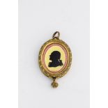 Eglomise pendant with silhouette portraits Signed and dated ''Brecht fec. 1789'' Profile