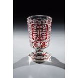 Footcup Workshop Friedrich Egermann, Haida, M. 19th century Colourless, partly red glazed glass.