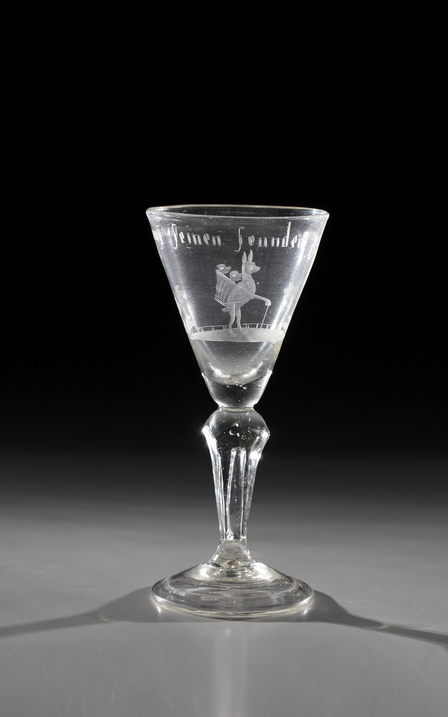 Friendship Cup Lauensteiner, ca. 1740 Disc base with downward folded rim and tear-off. Kuppa with