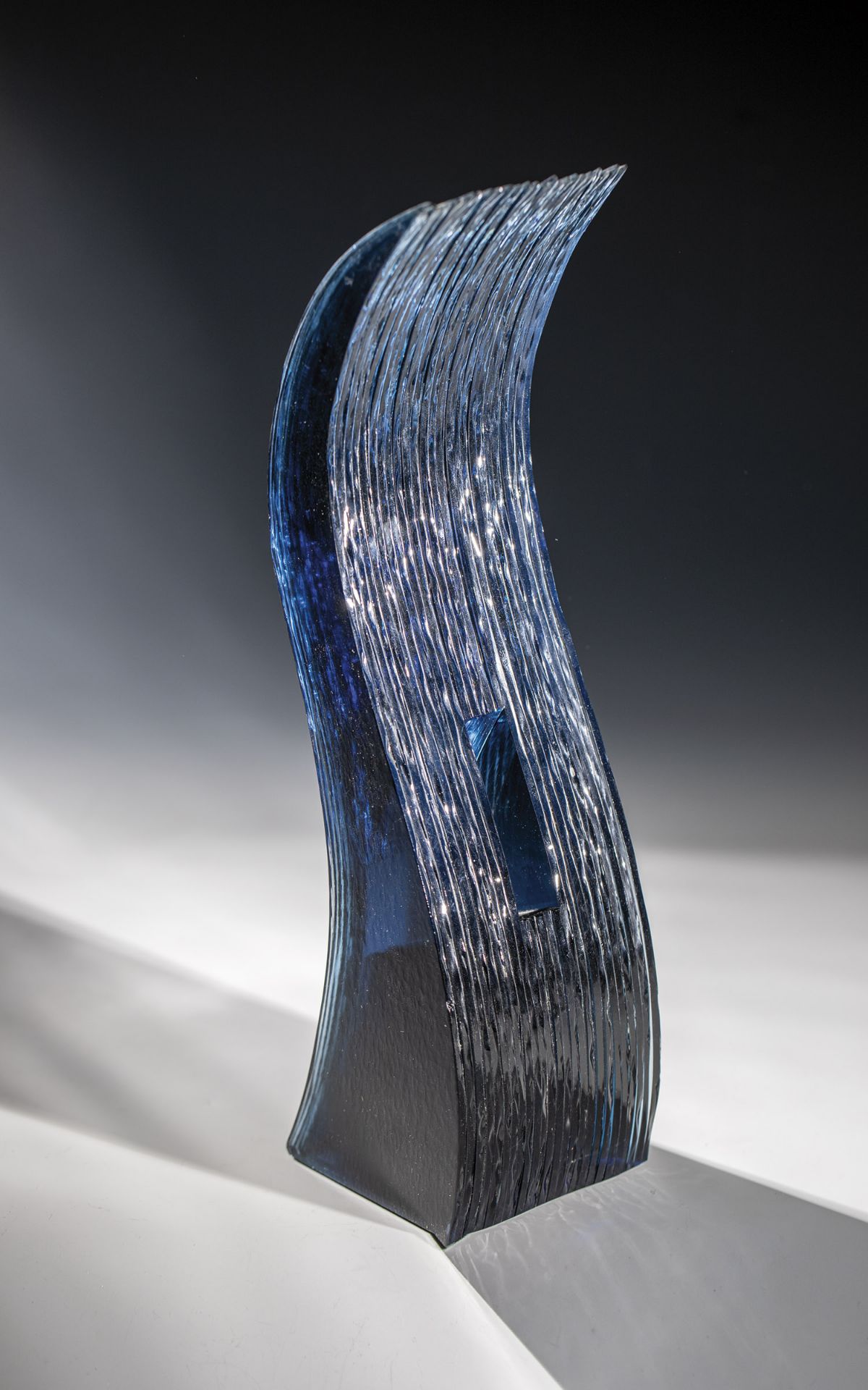 Object Alexander Wallner, Atelier Maennerhaut, Zwiesel, 2002 Dark blue glass, melted in shape.