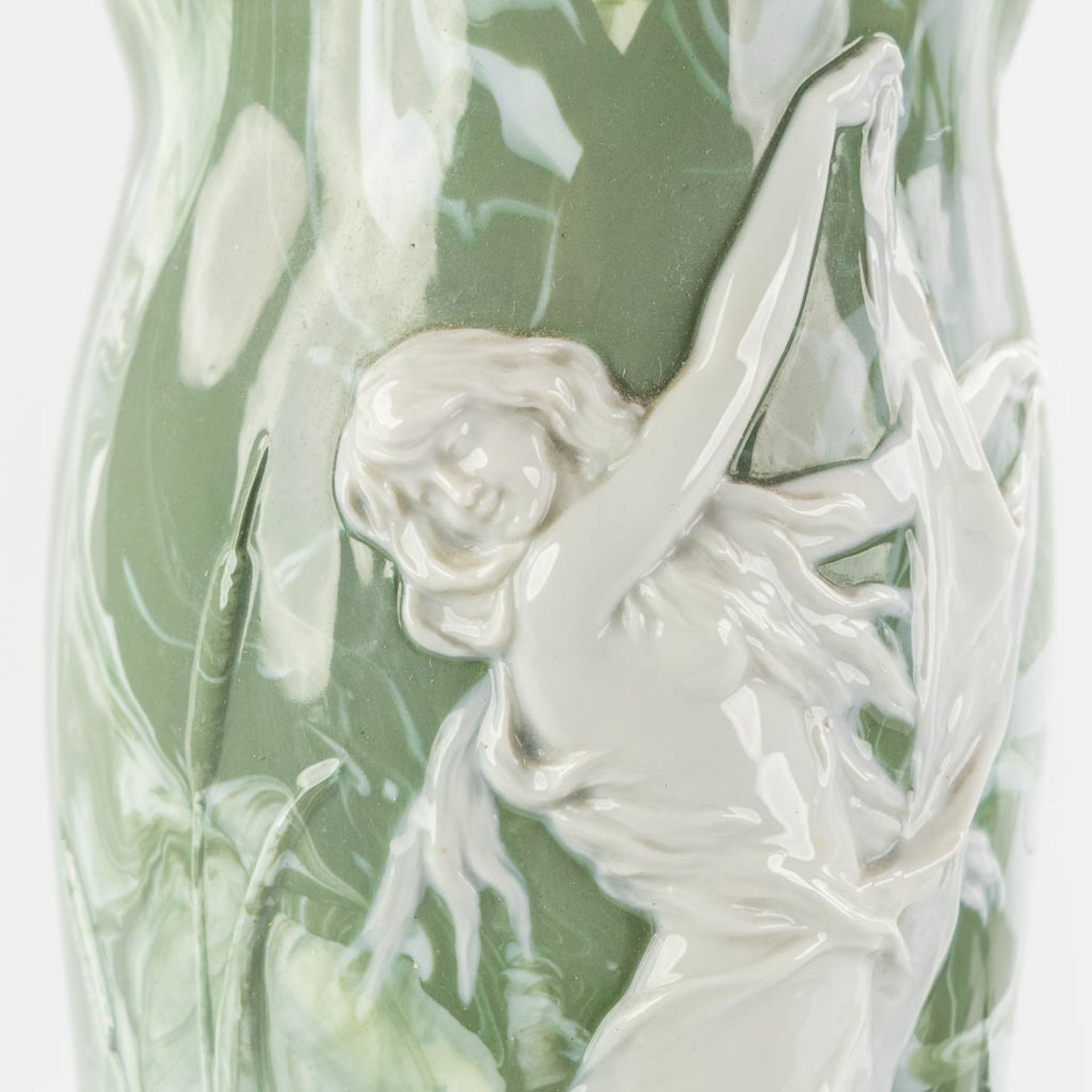 Attributed to Adolf OPPEL (1840-1923) 'Vases with Ladies' Art Nouveau. (L:13 x W:15 x H:36 cm) - Image 12 of 13