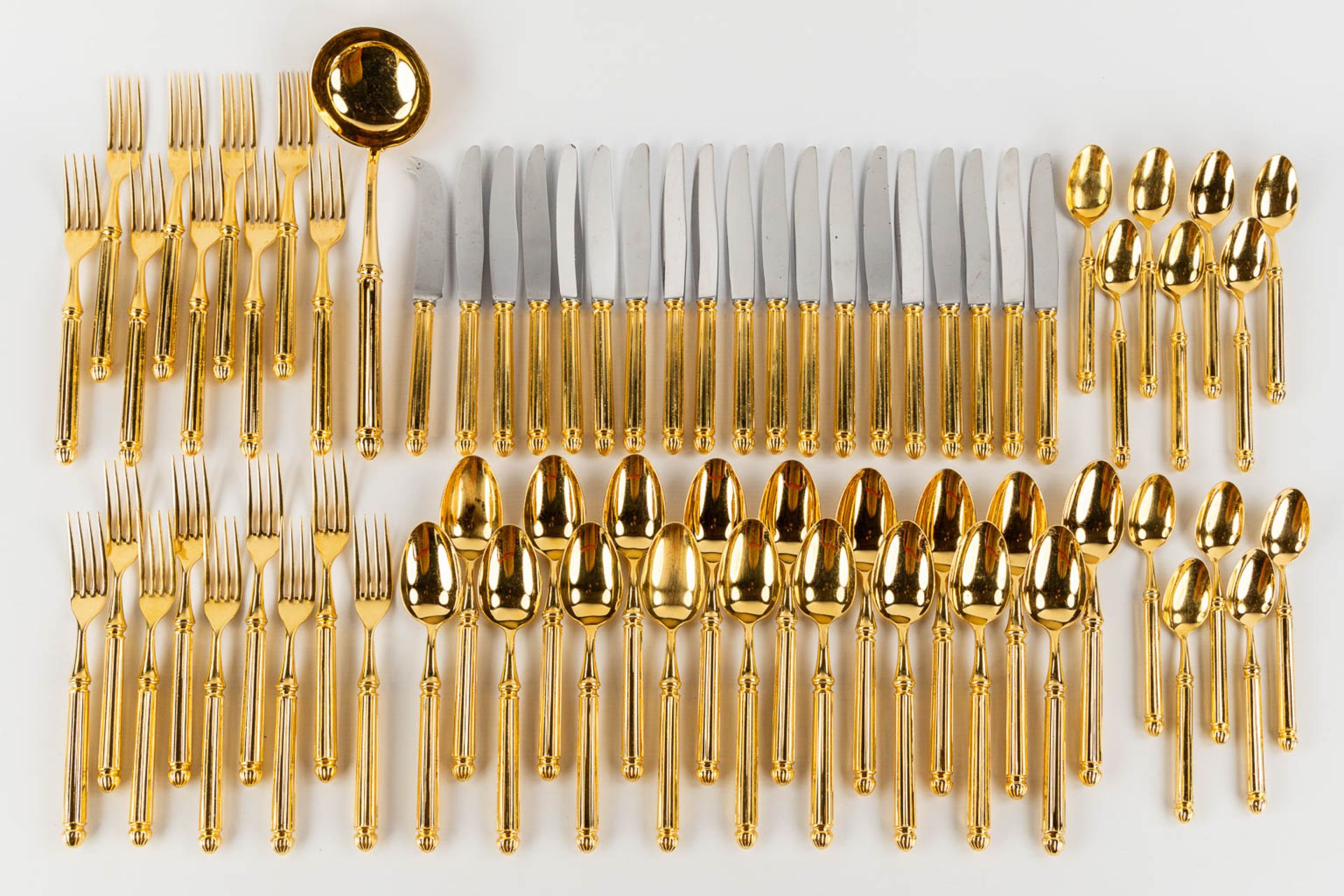 A large gold-plated cutlery, 68-pieces. (L:27 cm) - Image 3 of 8