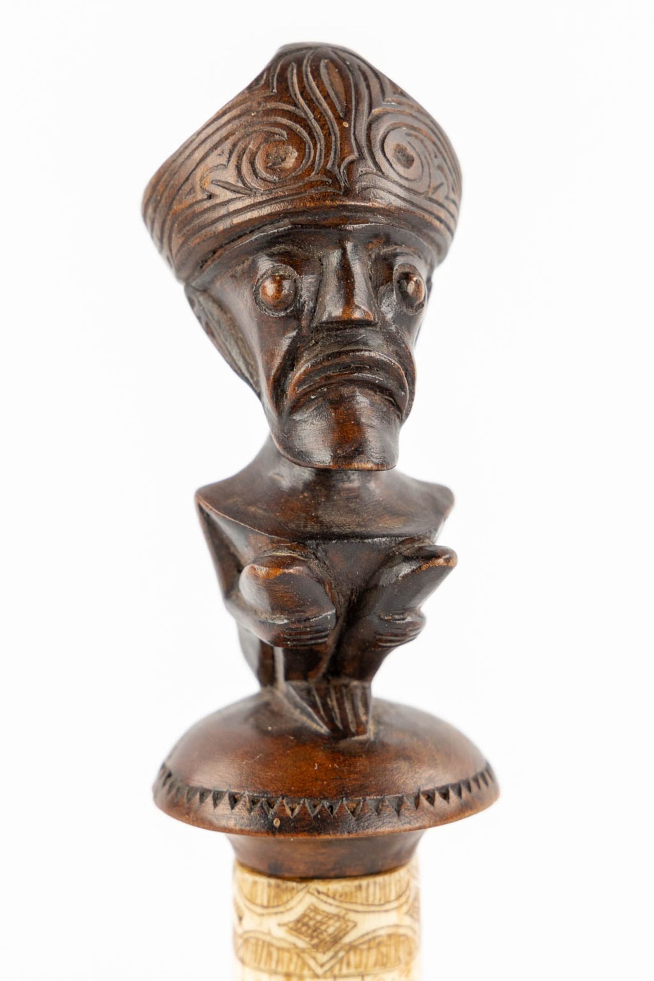 Batak Tribe, Sumatra, a medicinal calendar. Sculptured bone and wood. (H:22 cm) - Image 7 of 12