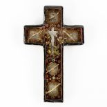 A crucifix shaped Reliquary frame, 5 relics: Saint Benoit, Georgii M., S. Barbara V.M., Benoit and S
