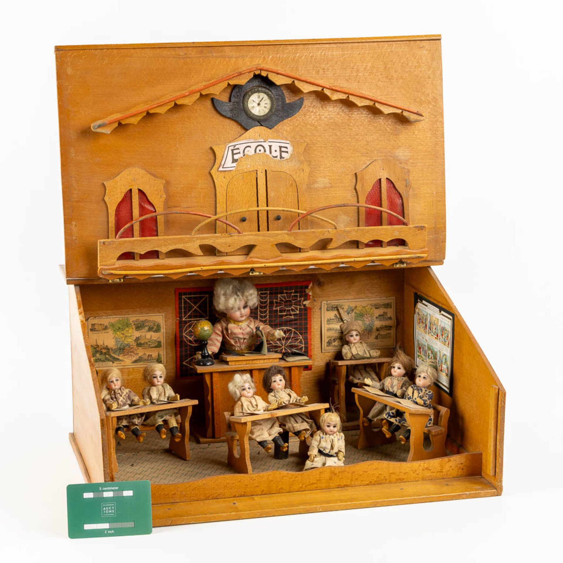 An antique lectern with a miniature diorama of a school, Probably Germany, First half of the 20th C. - Image 2 of 14