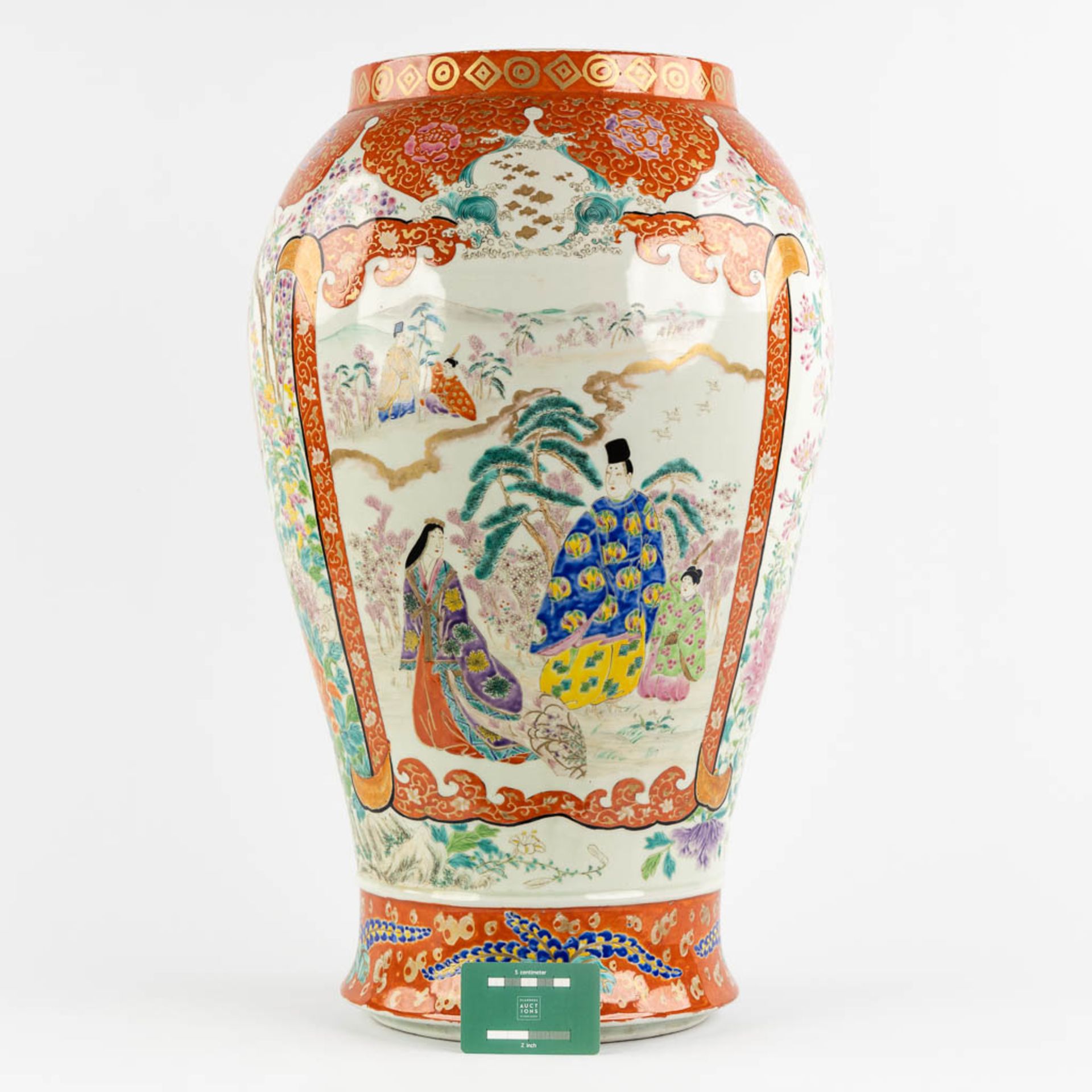 A large Japanese Kutani vase, decorated with fauna and flora. 19th C. (H:61 x D:38 cm) - Image 2 of 13