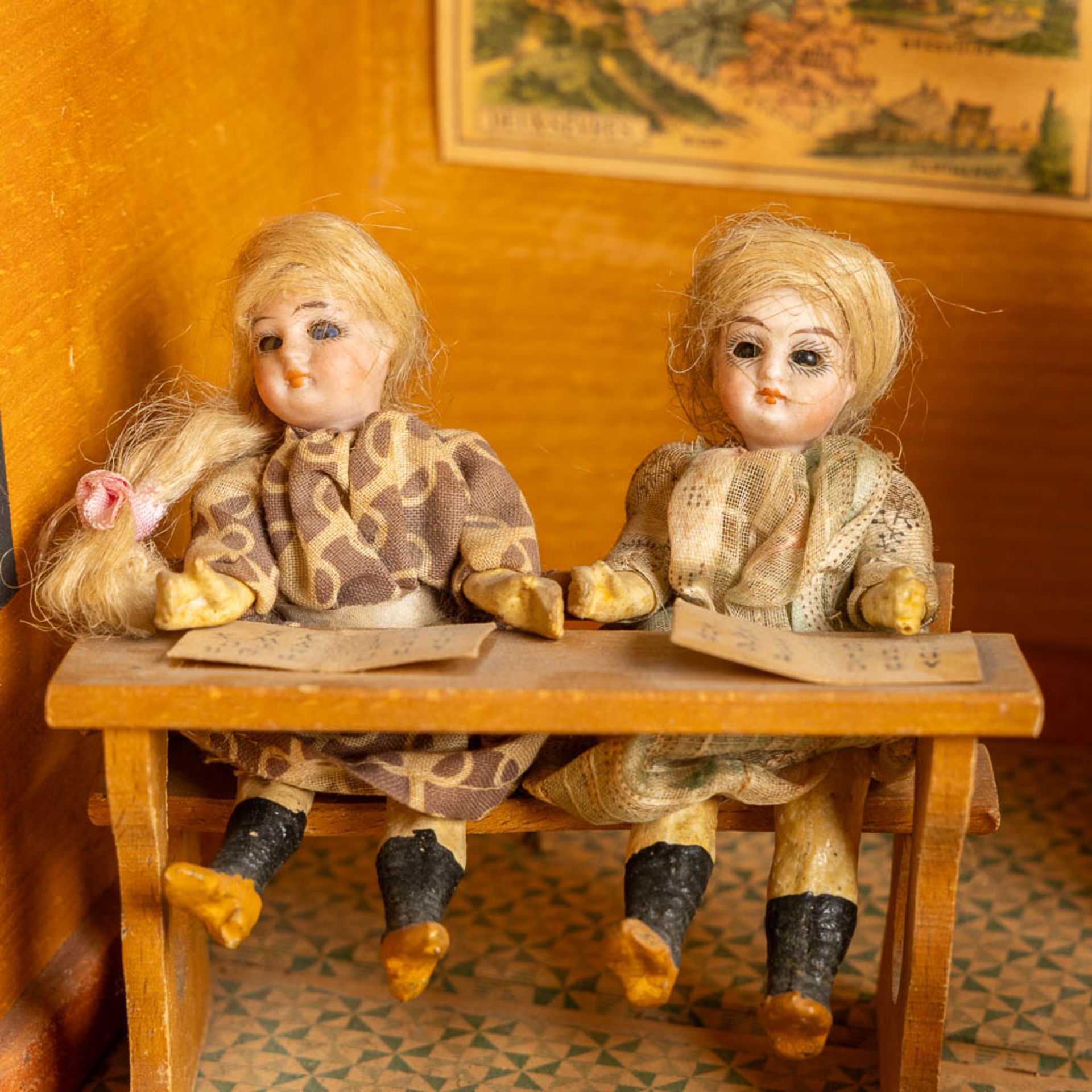 An antique lectern with a miniature diorama of a school, Probably Germany, First half of the 20th C. - Image 11 of 14