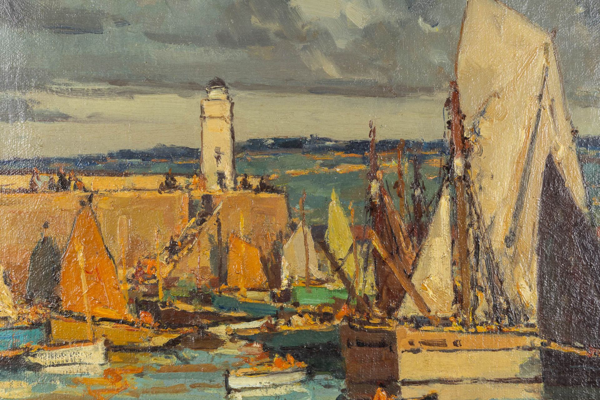 Jacques DE CHASTELLUS (1894-1957) &quot;Audierne Bretagne&quot; oil on canvas. (W:70 x H:62 cm) - Image 3 of 7