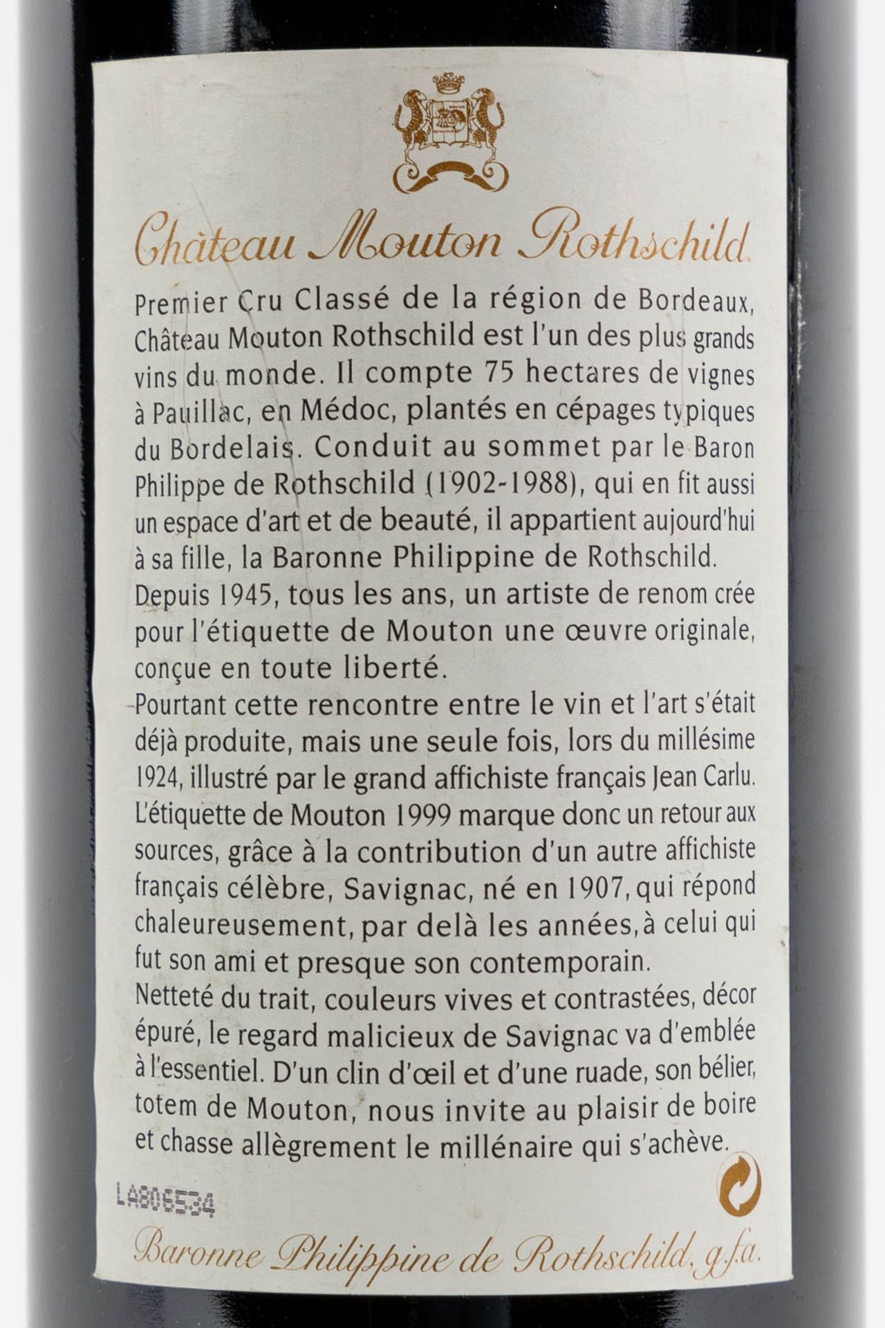 1999 Château Mouton Rothschild, Raymond Savignac - Bild 3 aus 3