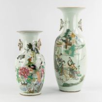Two Chinese Famille Rose vases decorated with figurines. 19th/20th C. (H:58 x D:23 cm)