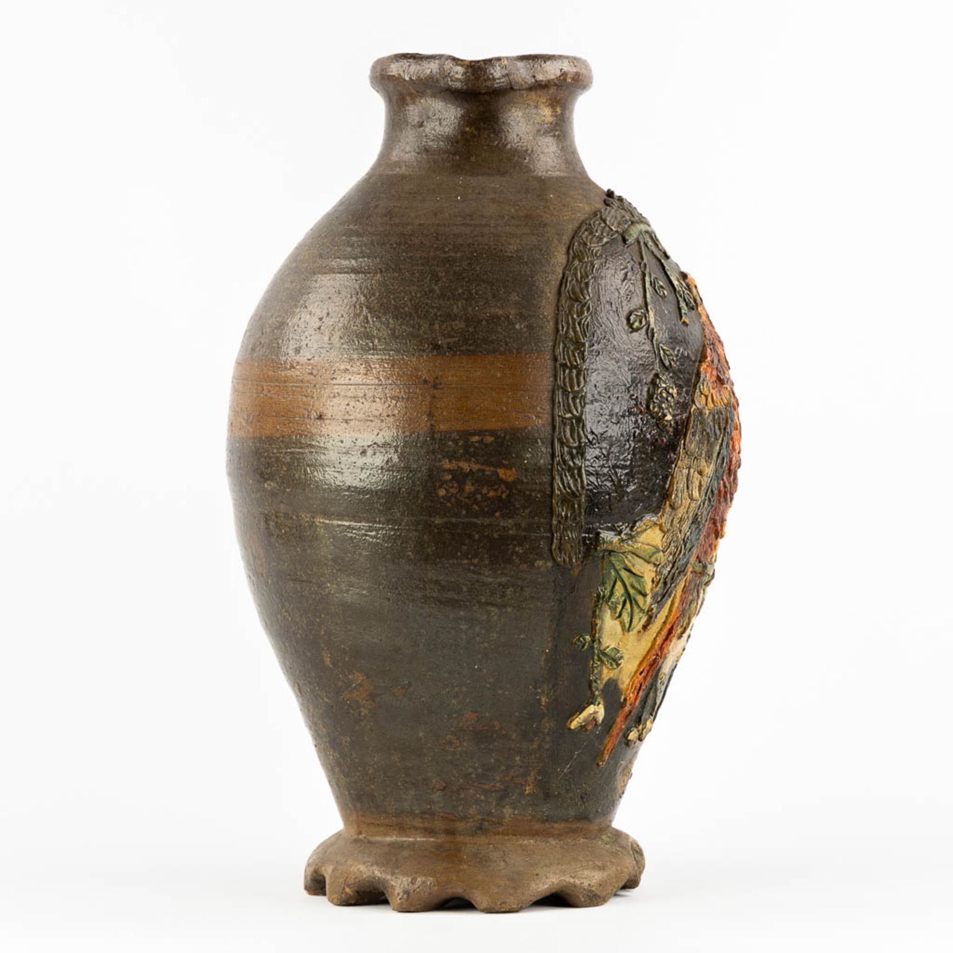 An antique pitcher with an Ara decor, Langerweghe/Raeren, Germany. Glazed stoneware. (H:46 x D:27 cm - Bild 4 aus 12