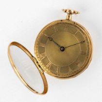 An antique 'Repeater' pocket watch, 18kt yellow gold, Guilloché, 19th C. (L:2 x W:5,5 x H:7,5 cm)