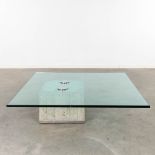 Sergio &amp; Giorgio SAPORITI (XX-XXI) 'Coffee table' concrete and glass. (D:120 x W:120 x H:33 cm)