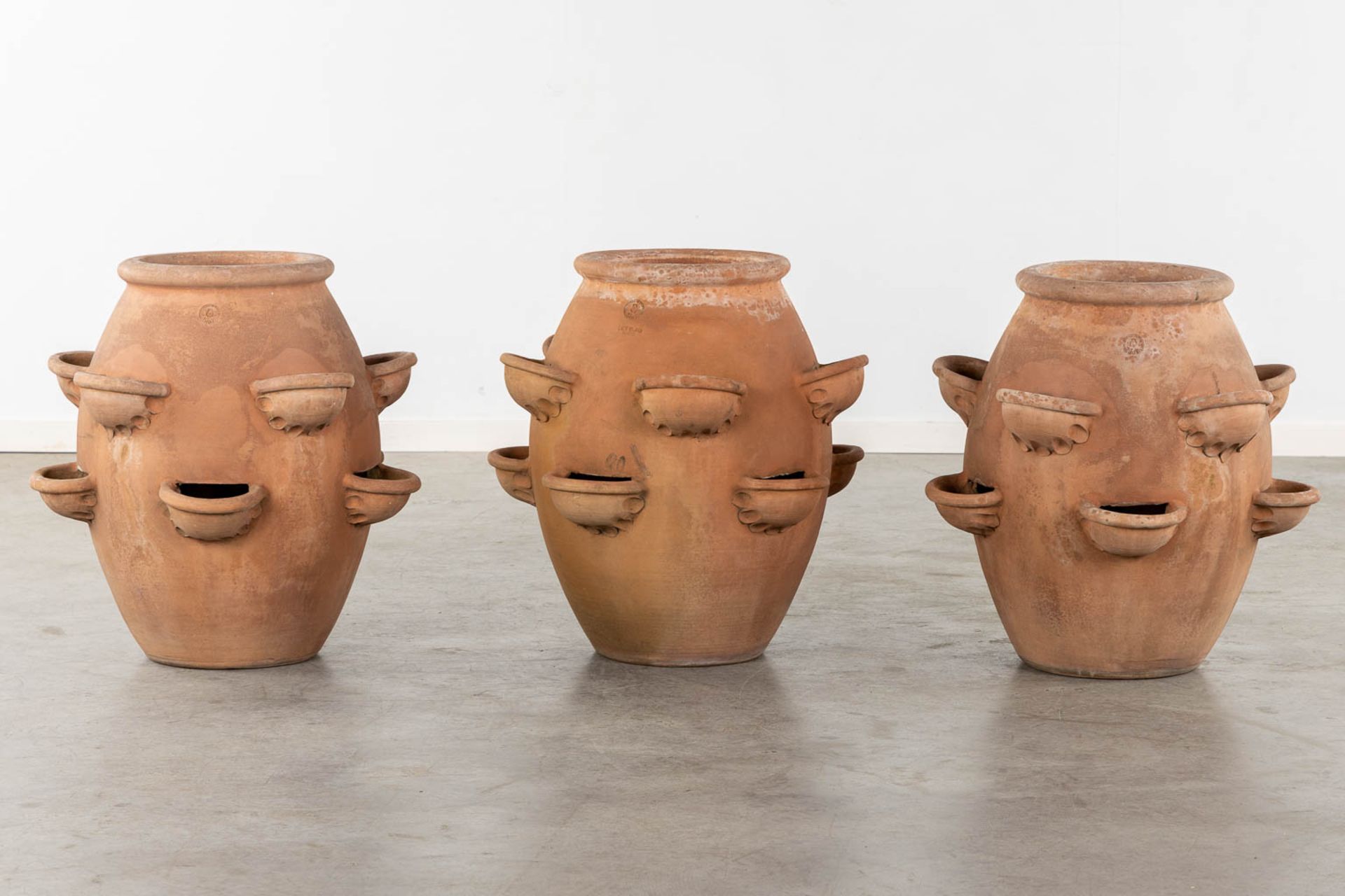 Biot France, 3 terracotta garden vases. (H:64 x D:62 cm) - Bild 3 aus 8