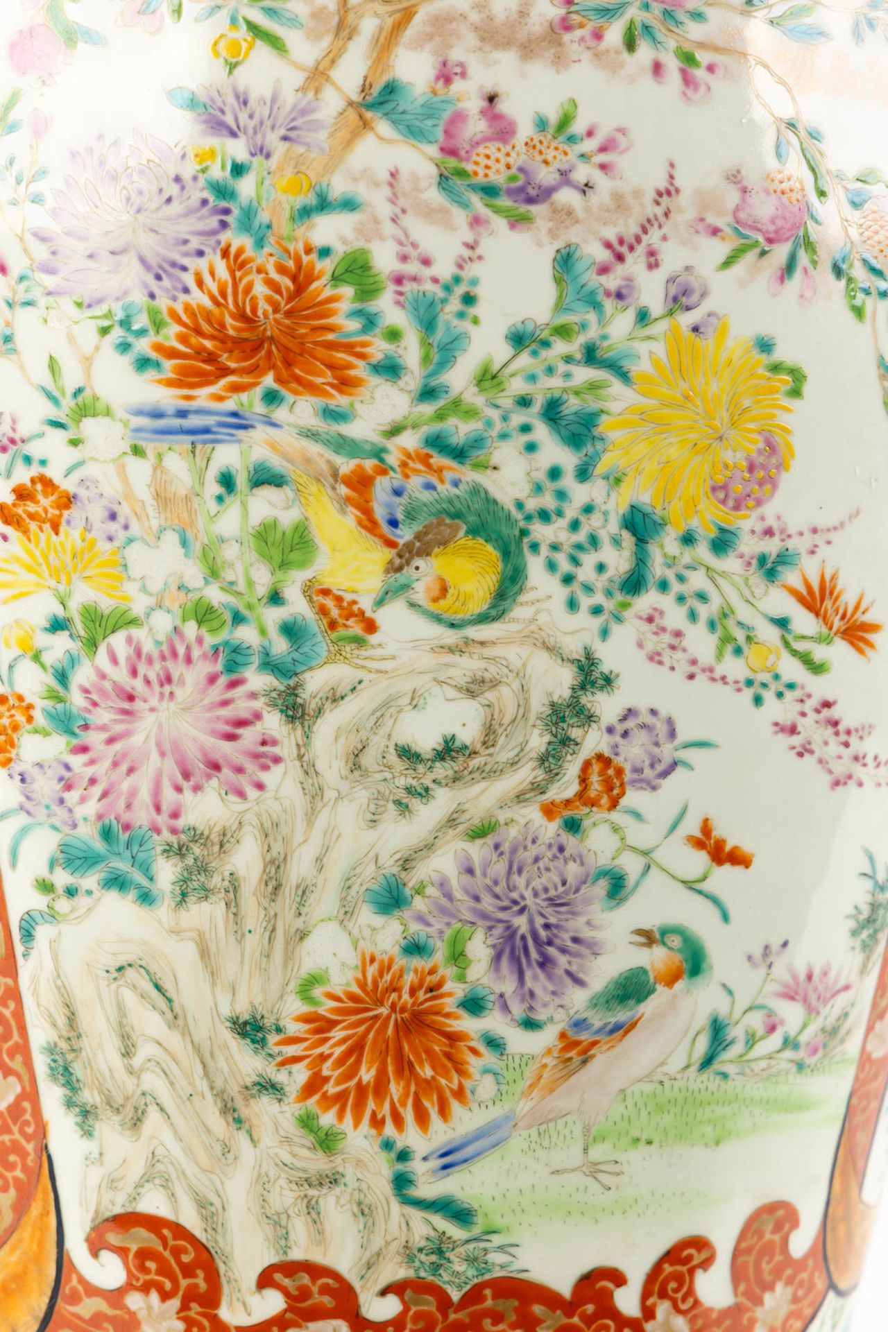 A large Japanese Kutani vase, decorated with fauna and flora. 19th C. (H:61 x D:38 cm) - Image 13 of 13