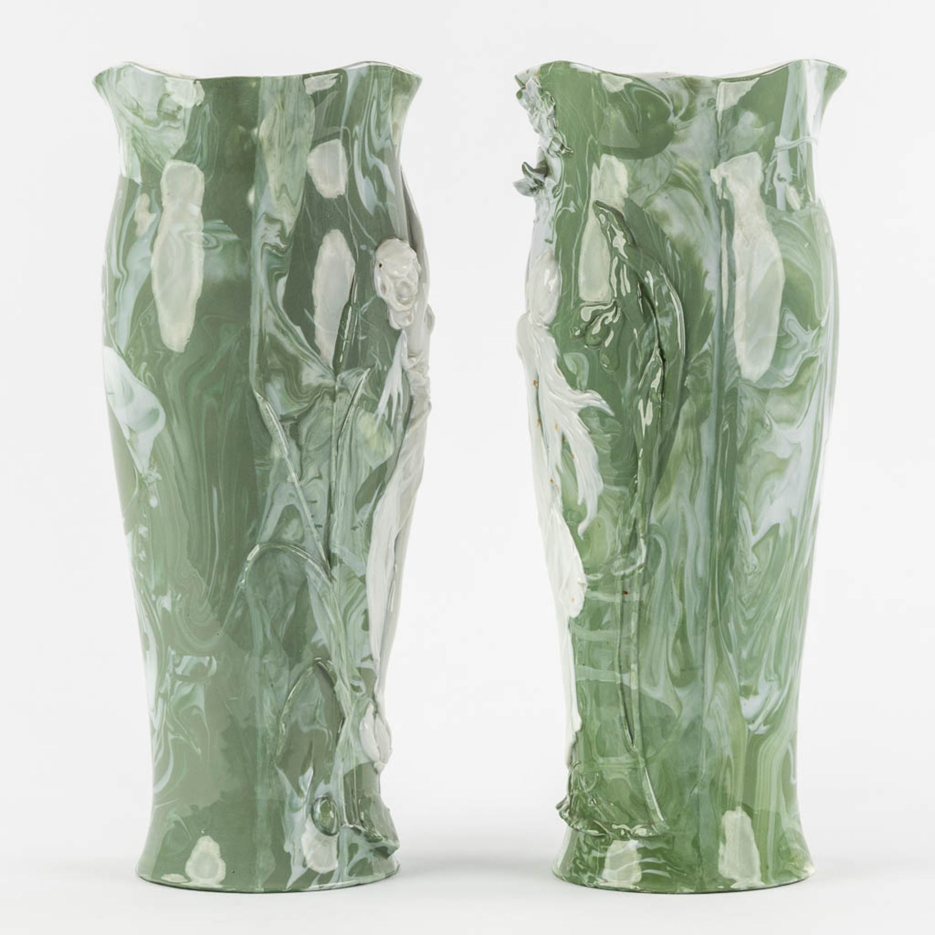 Attributed to Adolf OPPEL (1840-1923) 'Vases with Ladies' Art Nouveau. (L:13 x W:15 x H:36 cm) - Image 4 of 13