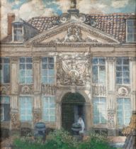 Gustav Max STEVENS (1871-1946) 'Facade of a house' Pastel on paper. (W:52 x H:56 cm)