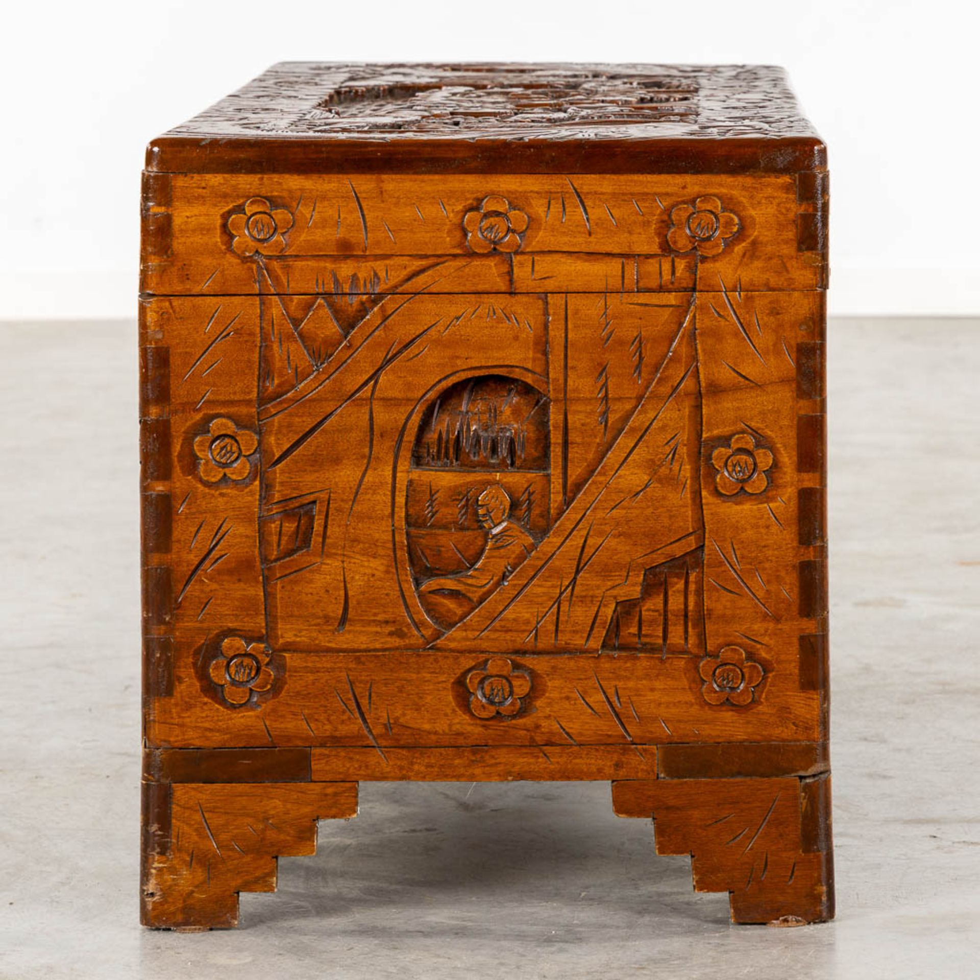 Two Oriental chests, tropical hardwood. Probably Myanmar. (L:50 x W:102 x H:60 cm) - Image 16 of 21