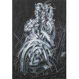 Edmond VAN DOOREN (1896-1965) 'Futuristic figure' Chalk on black paper. (W:34 x H:49 cm)