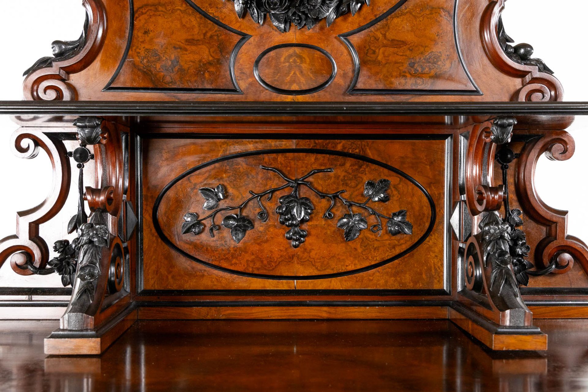 An impressive 'Saint Hubert' hunting cabinet with fine wood sculptures, dated 1871. (L:63 x W:143 x - Image 9 of 15