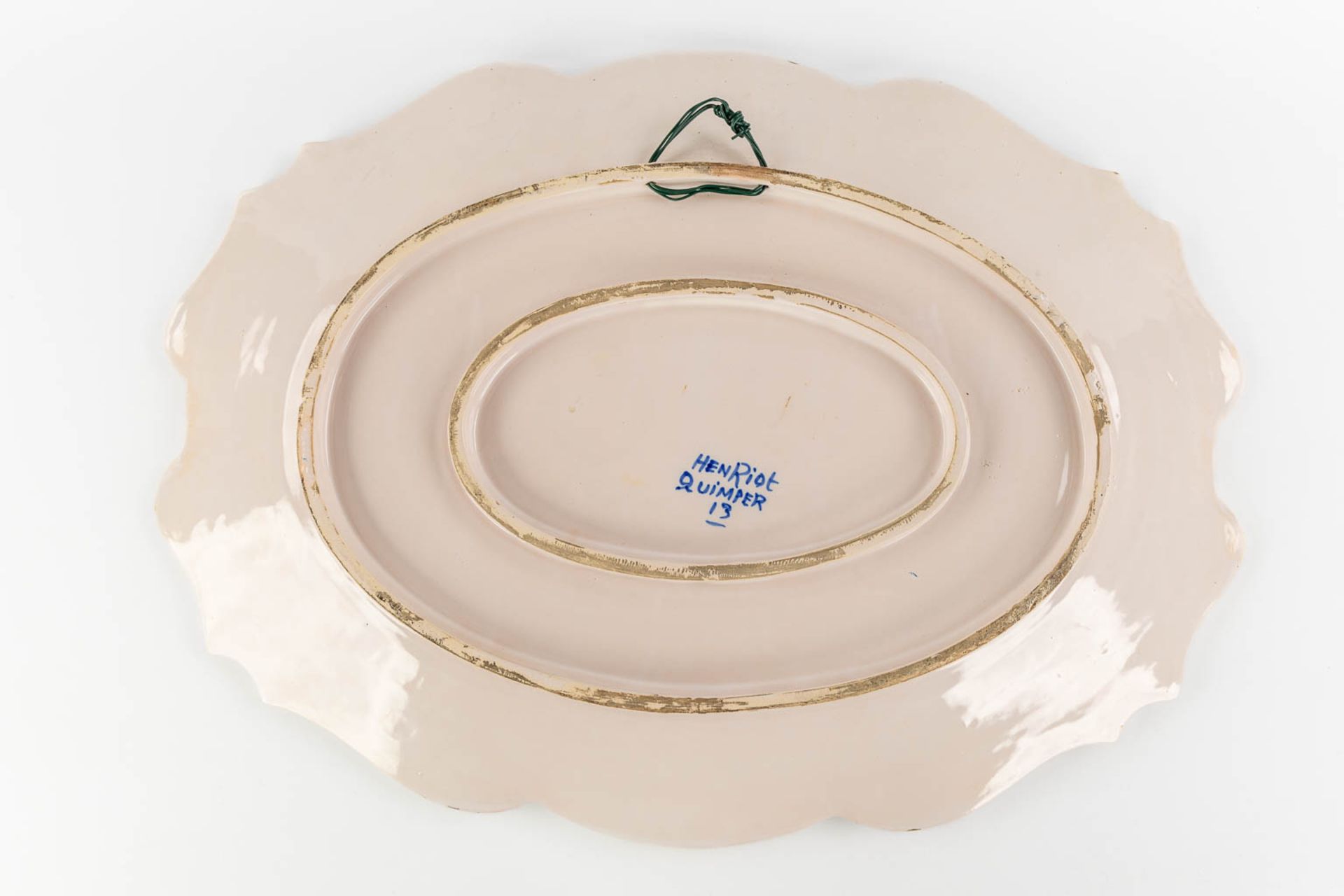 Henriot Quimper, a large faience serving platter with hand-painted decor. (L:48 x W:65 cm) - Image 13 of 14