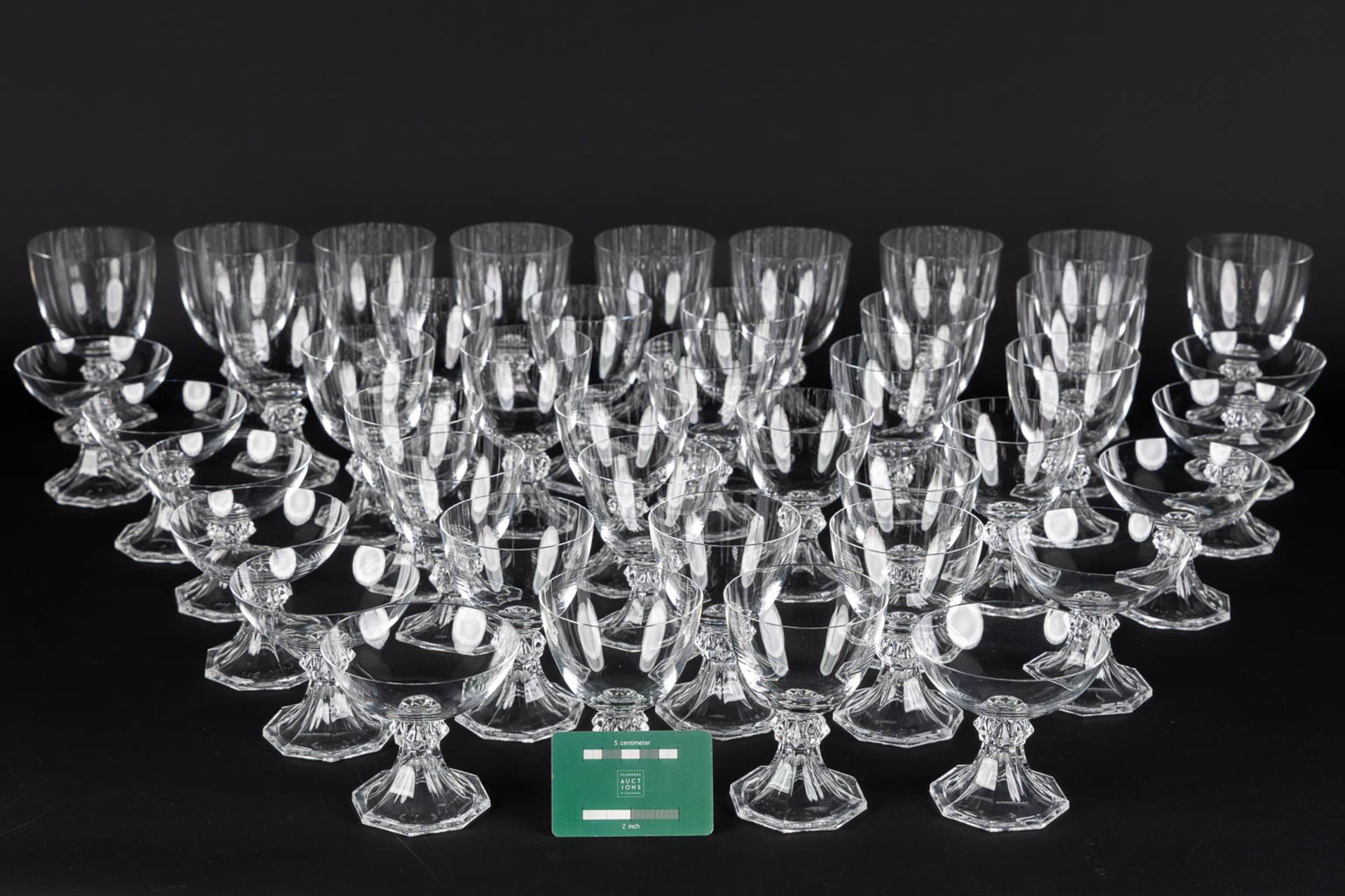 Val Saint Lambert, Model Yale, 43 crystal glasses. (H:14 cm) - Bild 2 aus 8