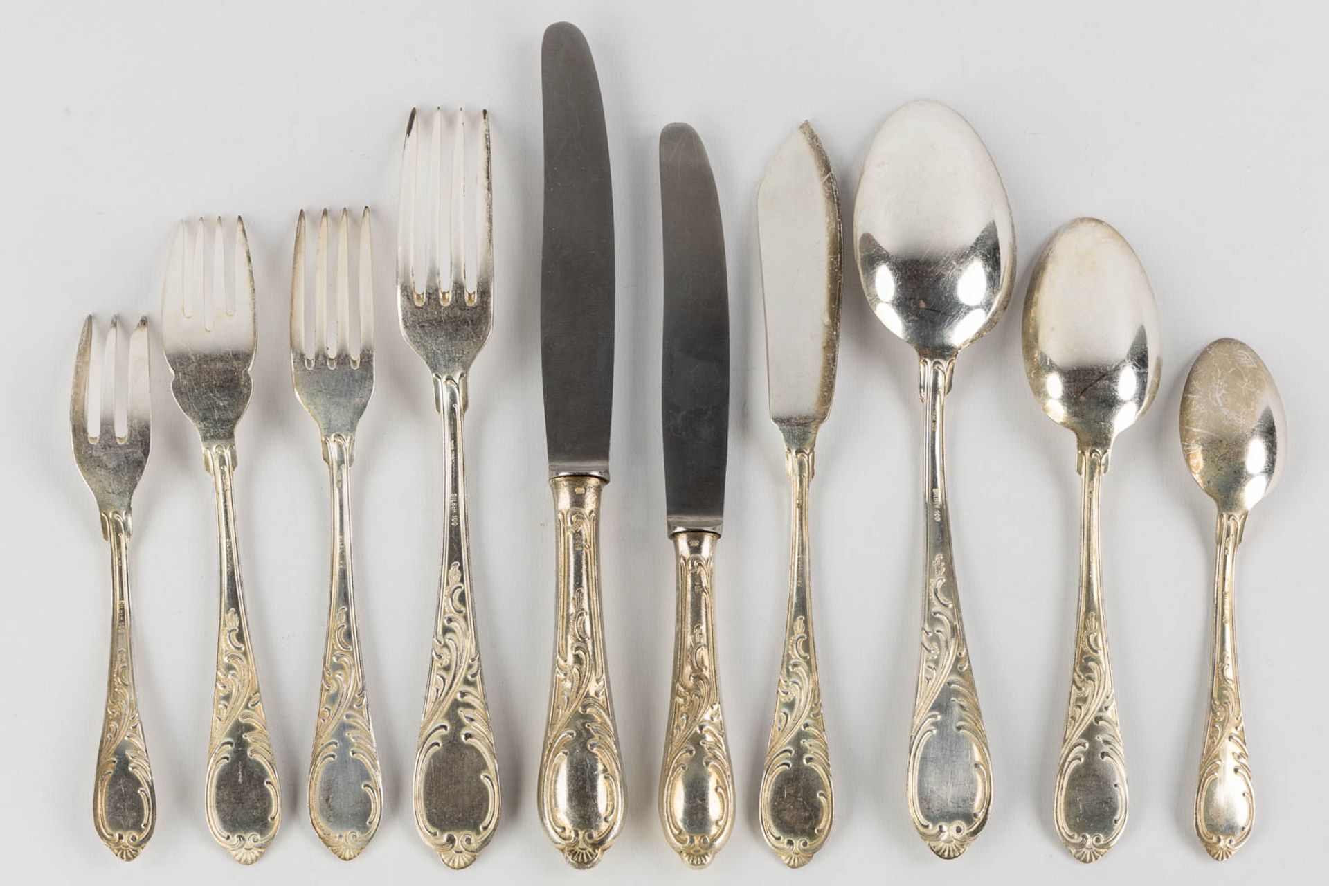 A 12-person, 135-piece silver-plated cutlery in Louis XV style. (L:30 cm) - Image 10 of 12