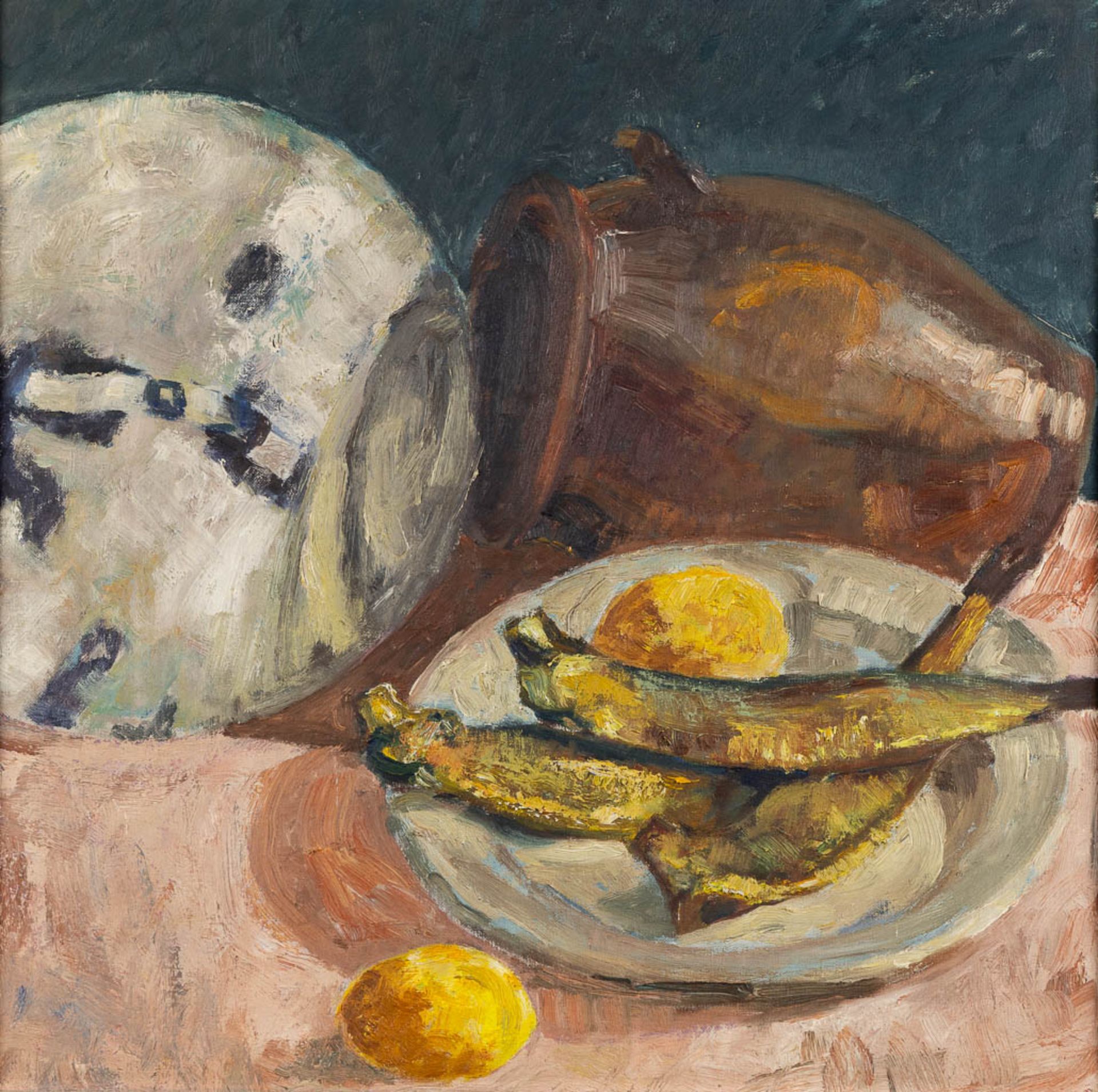 Frans PIENS (1922-1973) Two abstract stilllife paintings, oil on canvas. (W:92,5 x H:73,5 cm) - Image 12 of 14