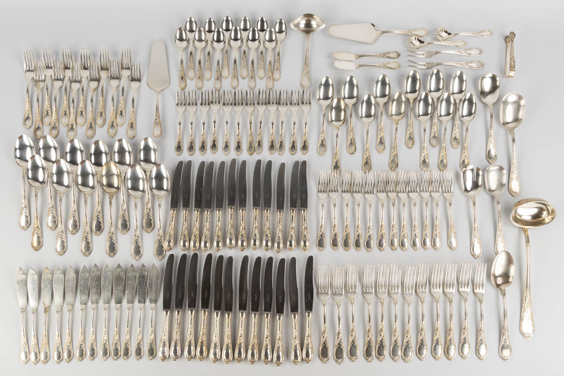 A 12-person, 135-piece silver-plated cutlery in Louis XV style. (L:30 cm) - Image 3 of 12