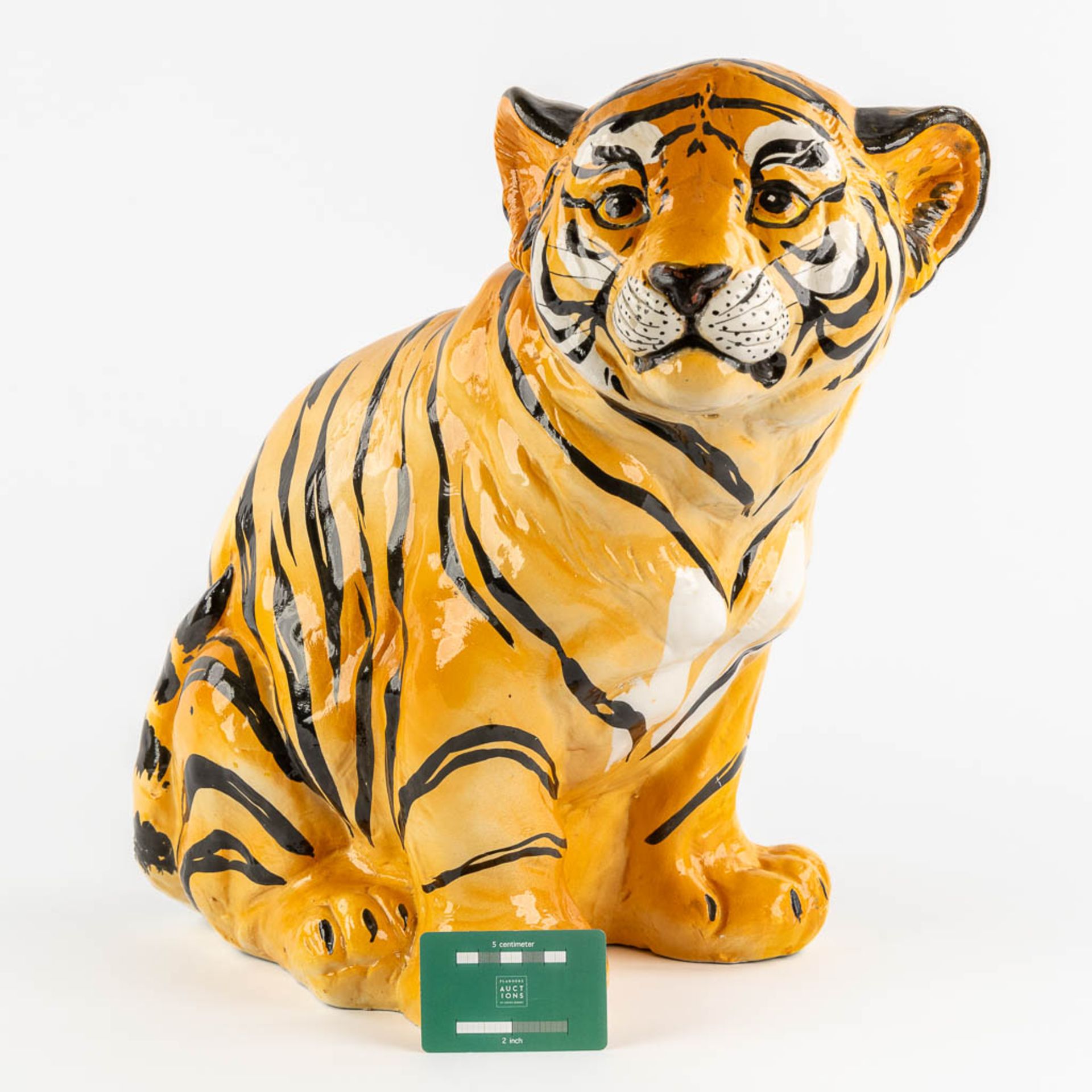 A decorative tiger cub, glazed ceramics. Italy, circa 1980. (L:27 x W:47 x H:44 cm) - Image 2 of 11