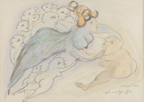 MUGO (1953) 'Liefde In Sprookjes' pencil and watercolour on paper. 1990. (W:41 x H:29 cm)
