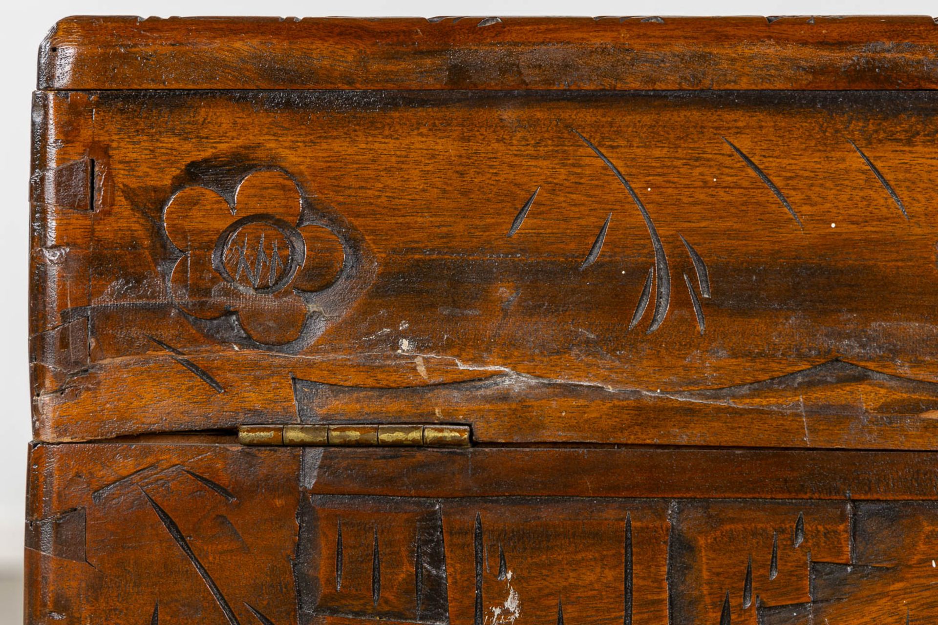 Two Oriental chests, tropical hardwood. Probably Myanmar. (L:50 x W:102 x H:60 cm) - Image 7 of 21