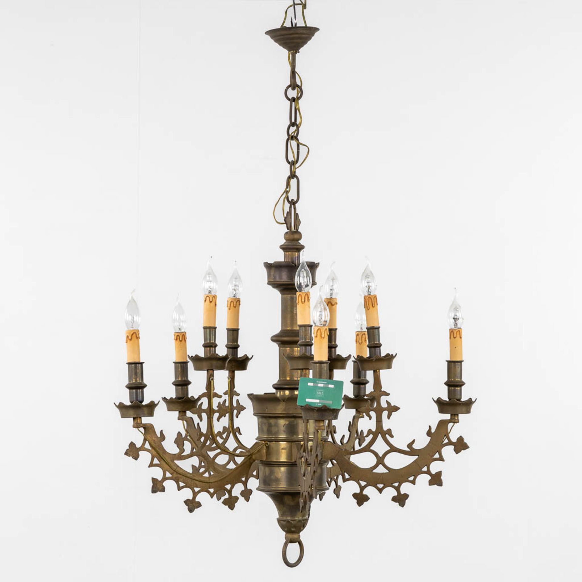 A large chandelier, bronze, Gothic Revival. (H:78 x D:71 cm) - Bild 2 aus 9