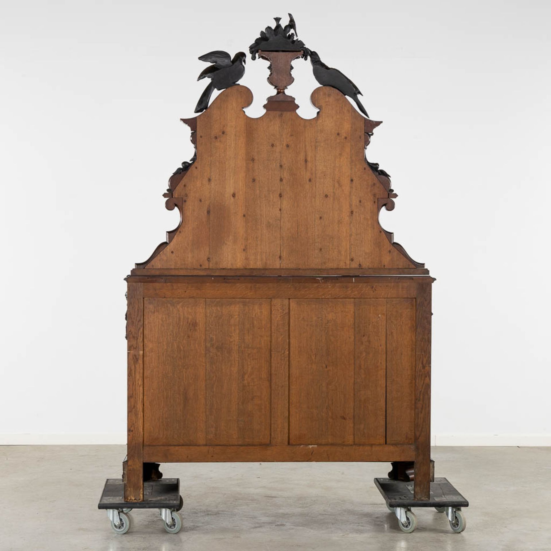 An impressive 'Saint Hubert' hunting cabinet with fine wood sculptures, dated 1871. (L:63 x W:143 x - Image 6 of 15