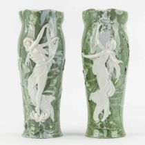Attributed to Adolf OPPEL (1840-1923) 'Vases with Ladies' Art Nouveau. (L:13 x W:15 x H:36 cm)