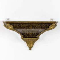 A console for a cartel clock, Boulle inlay, Napoleon 3, 19th C. (L:26 x W:66 x H:35 cm)