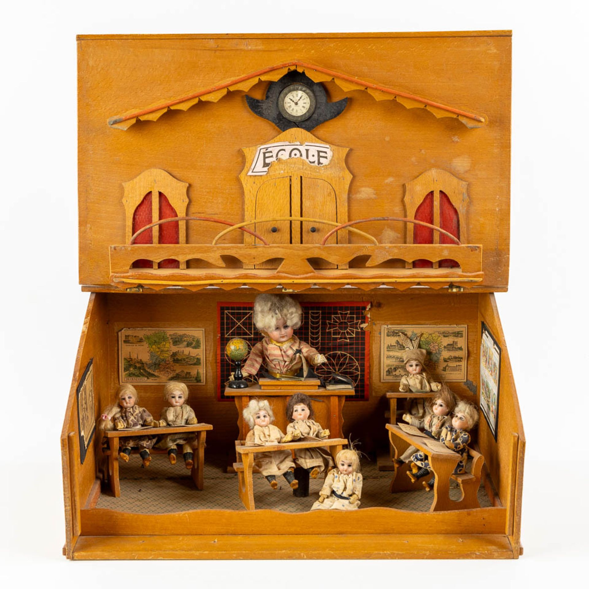 An antique lectern with a miniature diorama of a school, Probably Germany, First half of the 20th C. - Image 3 of 14