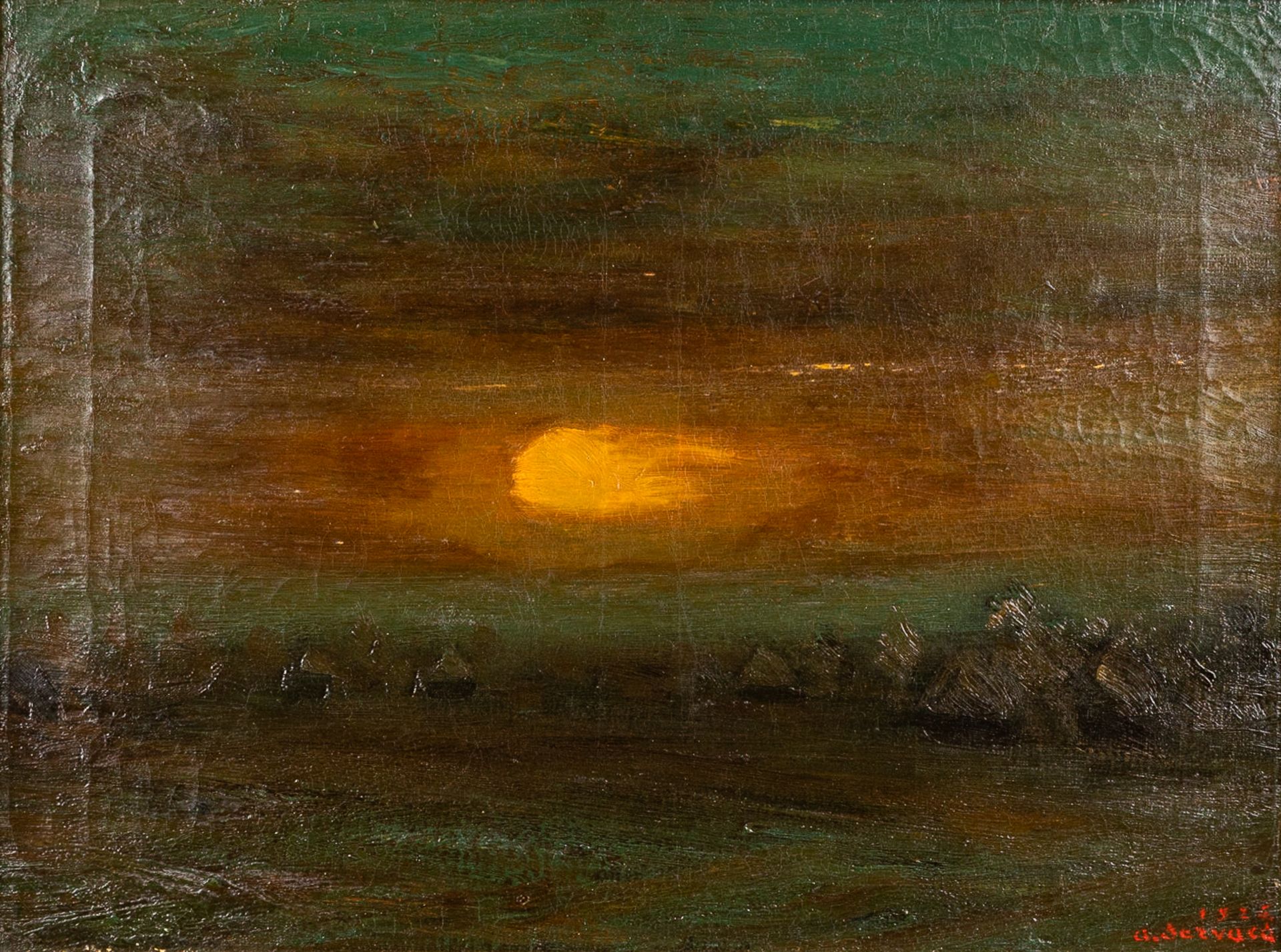 Albert SERVAES (1883-1966) 'Sunset' oil on canvas. 1925. (W:60 x H:45 cm) - Image 3 of 8