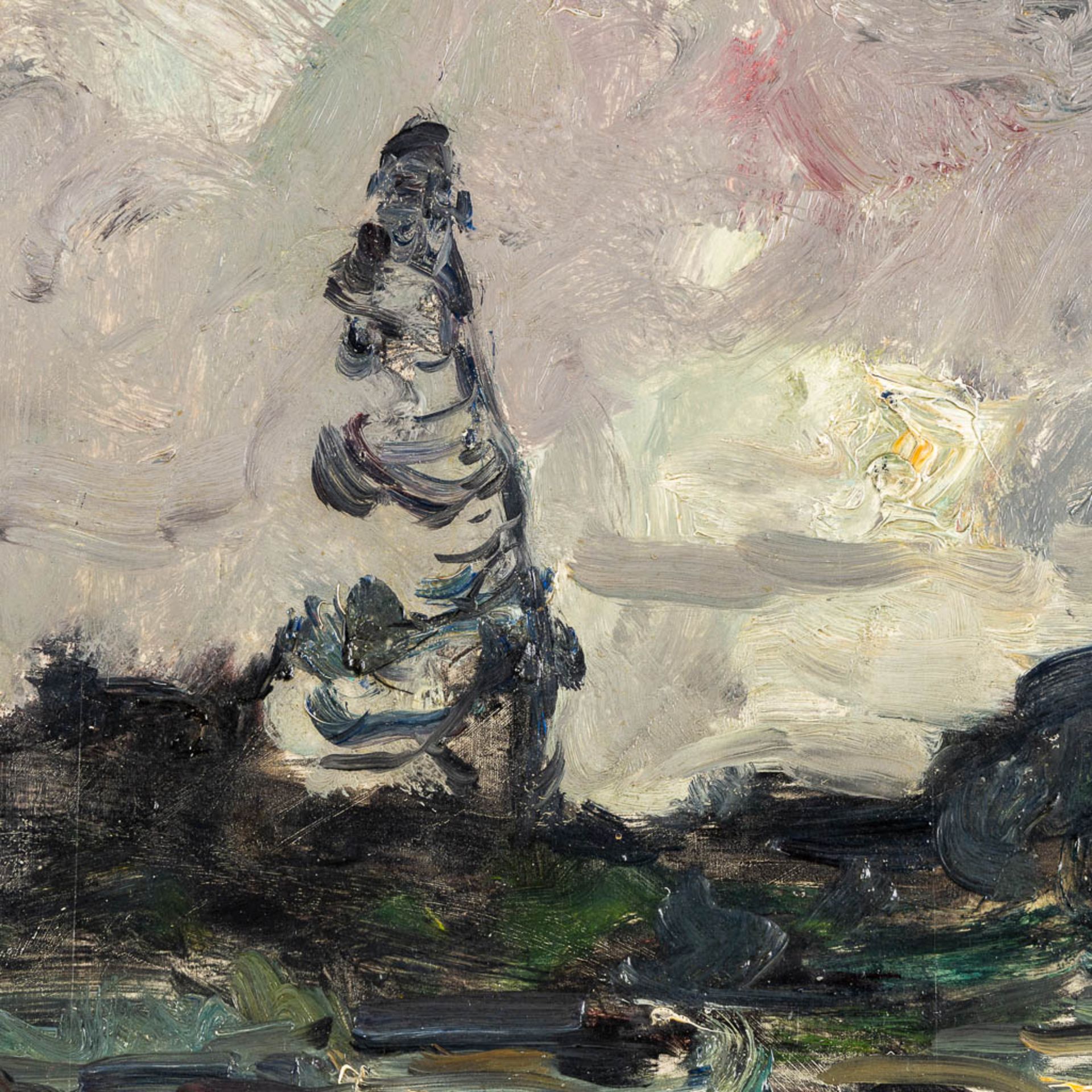 Armand JAMAR (1870-1946) 'Le Coup de Vent' oil on board. 1957. (W:46 x H:38 cm) - Image 4 of 8