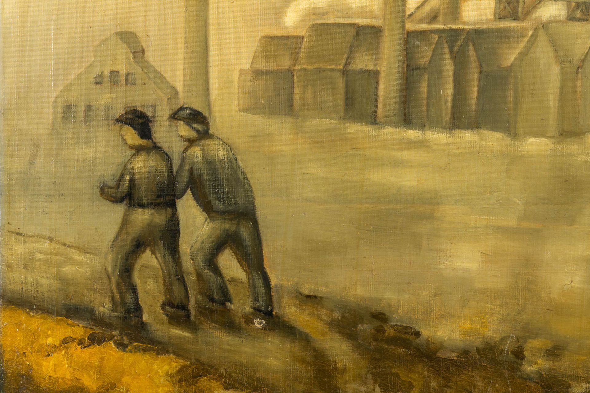 'The Commute of a miner' oil on canvas. Signed Zéerards L. (W:130 x H:80 cm) - Image 6 of 11