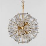 Val Saint Lambert, a mid-century 'Sputnik' ceiling lamp. Glass and gilt metal. (H:62 x D:47 cm)
