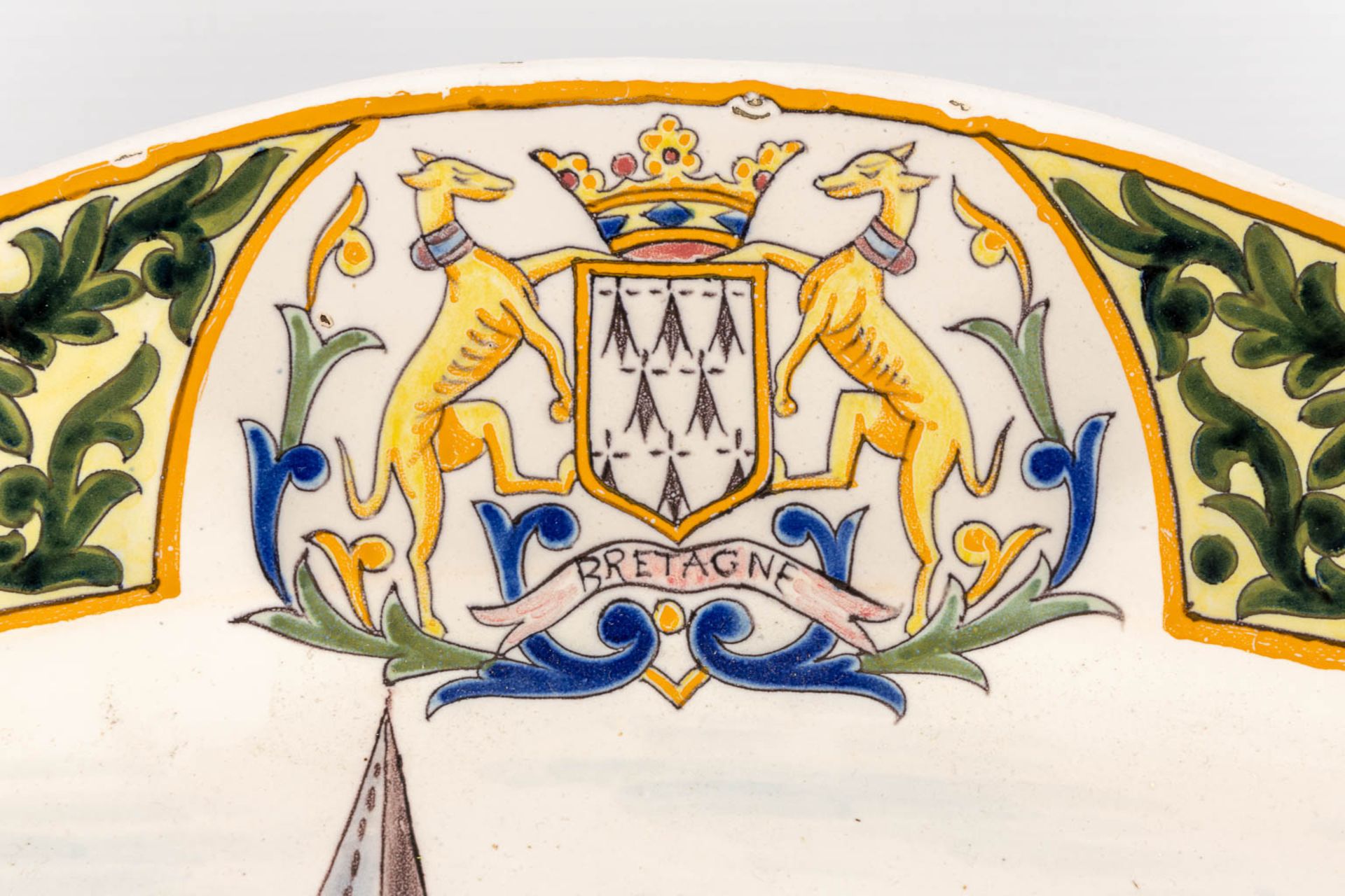 Henriot Quimper, a large faience serving platter with hand-painted decor. (L:48 x W:65 cm) - Image 7 of 14