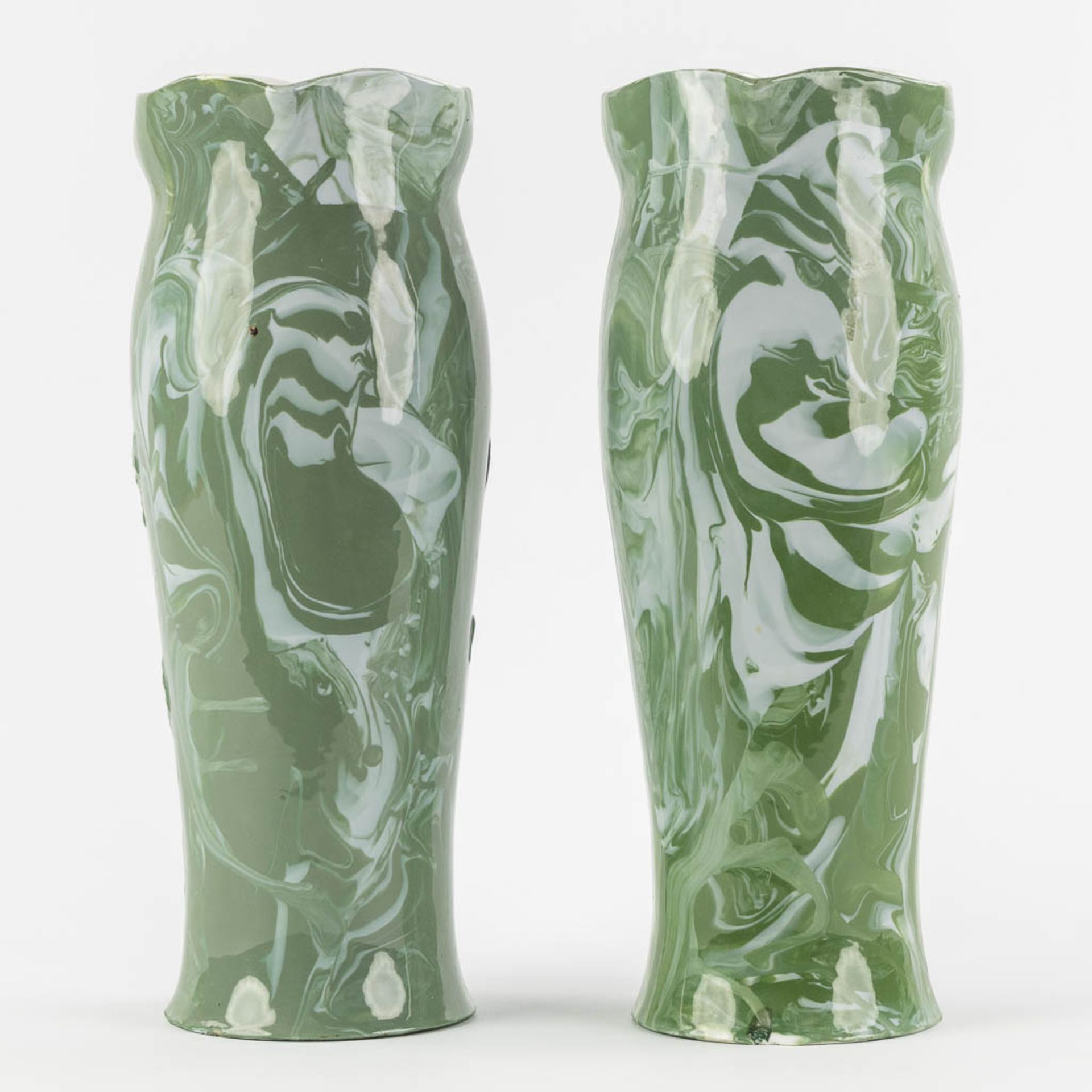 Attributed to Adolf OPPEL (1840-1923) 'Vases with Ladies' Art Nouveau. (L:13 x W:15 x H:36 cm) - Image 5 of 13