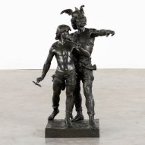 Émile LAPORTE (1858-1907) 'Vercingetorix and his son', patinated bronze. (L:43 x W:55 x H:86,5 cm)