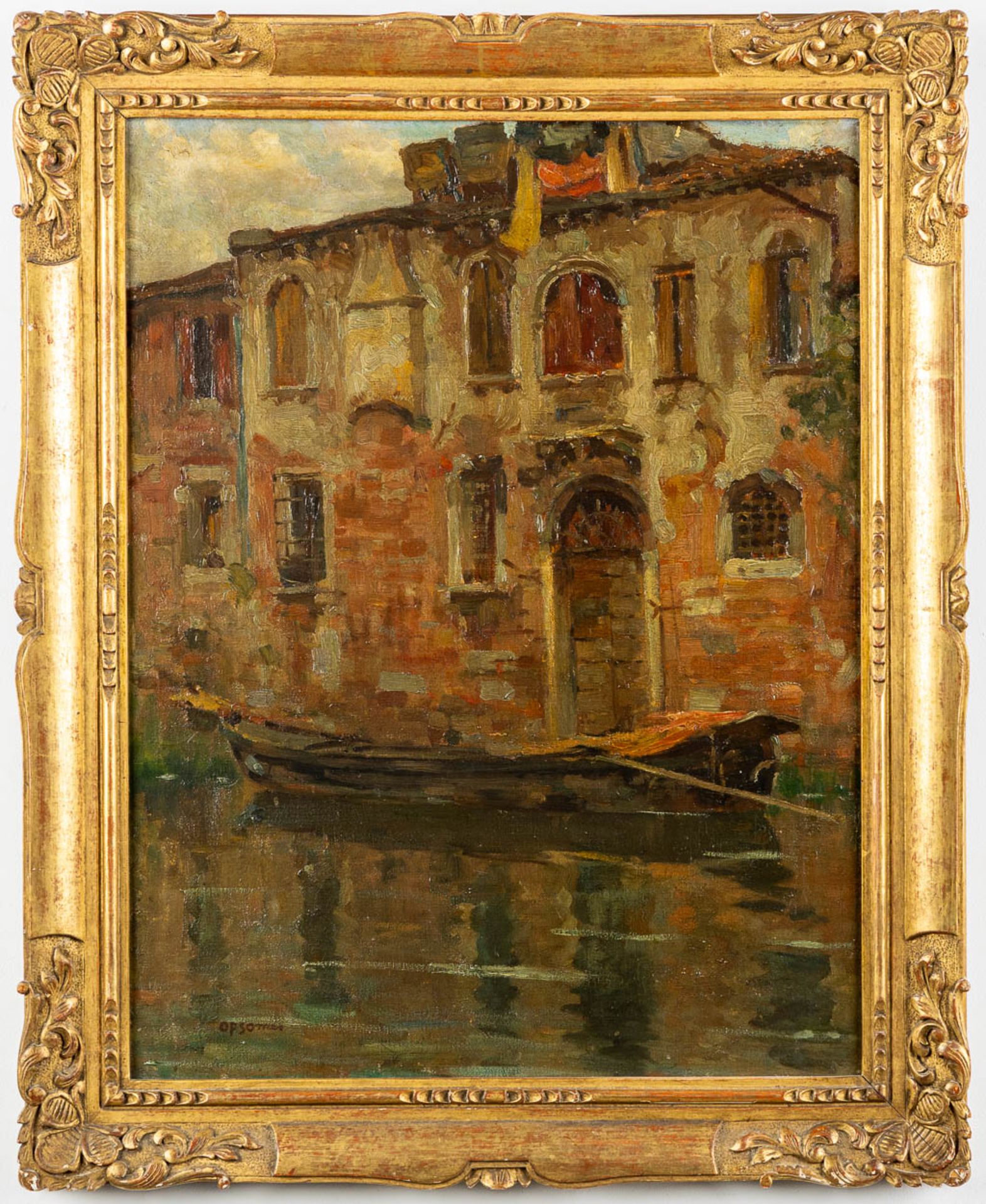 Isidore OPSOMER (1878-1967) 'Ship in the canal' oil on canvas. (W:50 x H:65 cm) - Image 3 of 6
