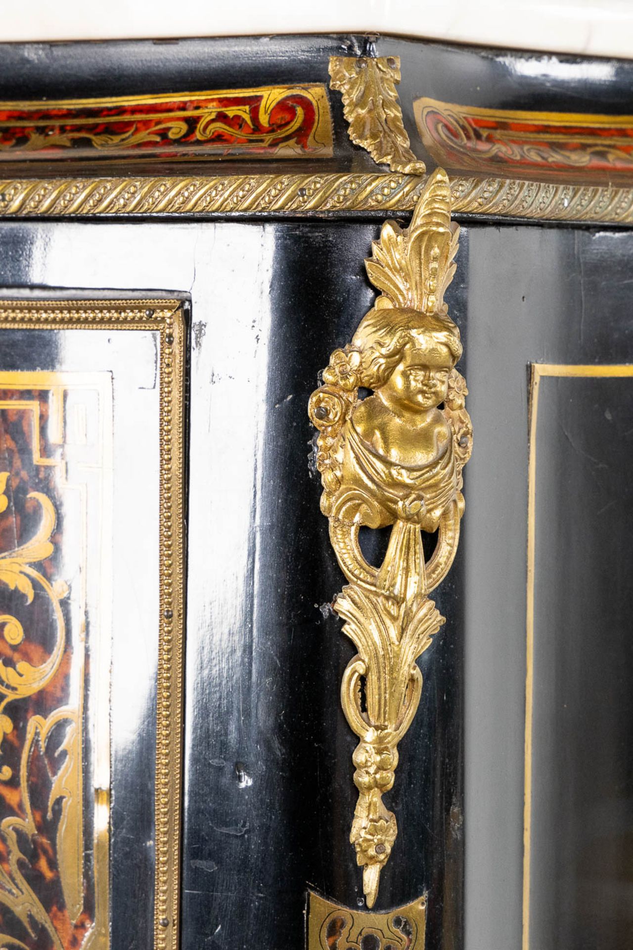 A Boulle inlay secretaire cabinet, Napoleon 3 period, 19th C. (L:36 x W:75 x H:122 cm) - Bild 14 aus 18