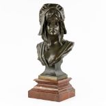 Henri JACOBS (1864-1935) 'Bust of a lady' patinated bronze, Foundry mark of Luppens. (L:24 x W:29 x